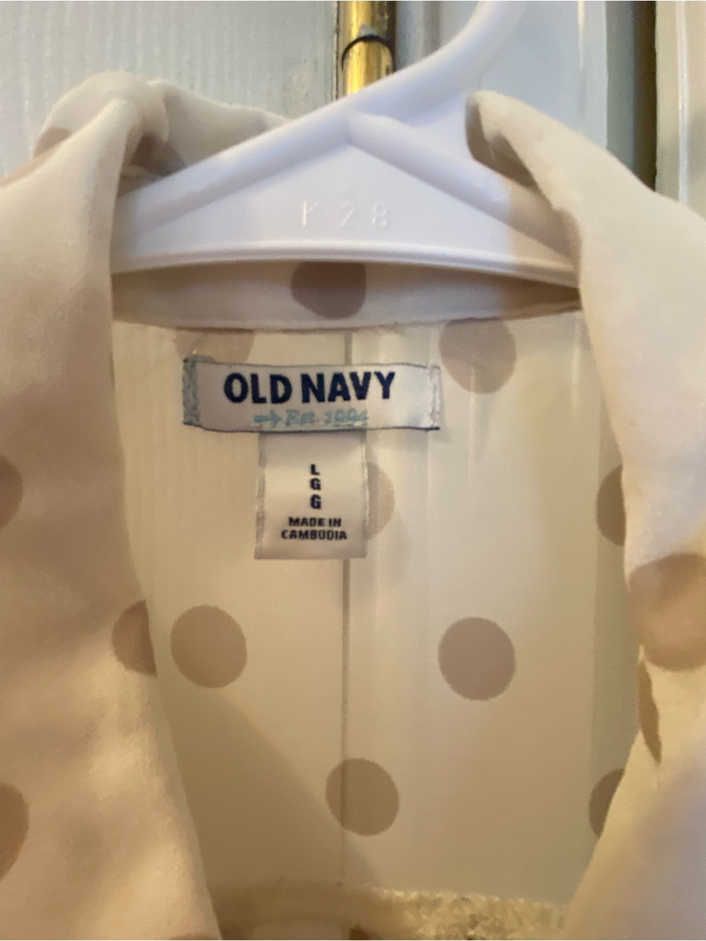 Old Navy Cream Blouse with Beige Polka Dots - Picture 2 of 4